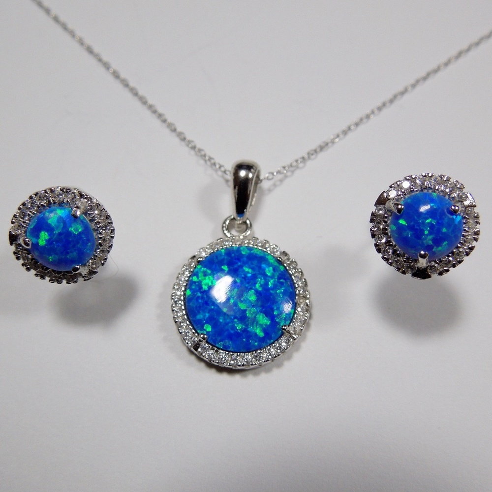 Topaz & Blue Fire Opal Sterling Silver Set